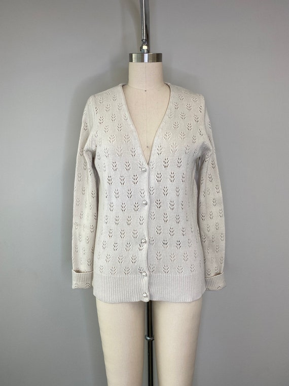 Cashmere Cream Cardigan With Pearl Buttons