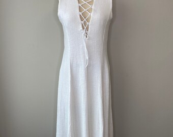 Vintage White Crinkle Dress