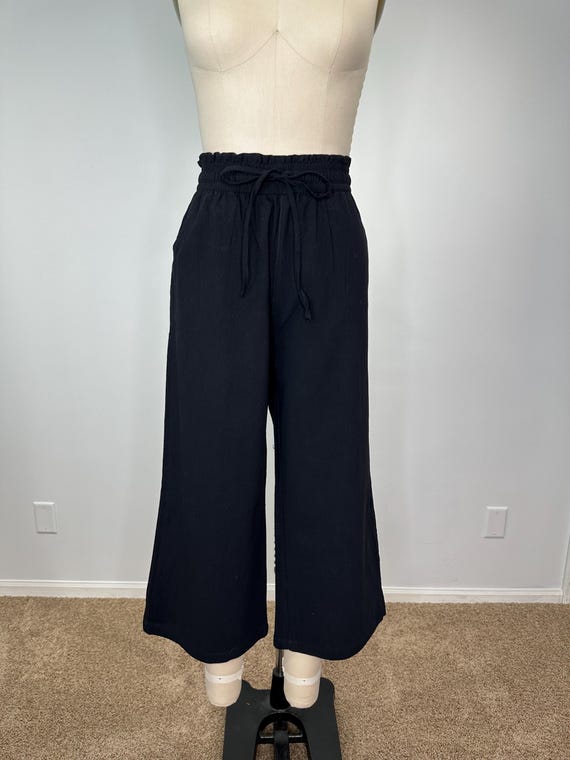 Black Linen Gaucho Pants - image 1