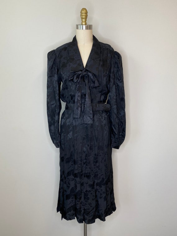Black Silk Secretary Dress - image 1