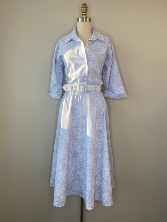 50’s Periwinkle & White Secretary Dress