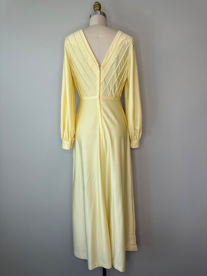 Vintage 1970s Yellow & Blue printed Shirt Dress S