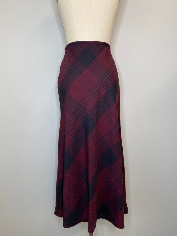 Beet Red & Black Plaid Skirt - image 4
