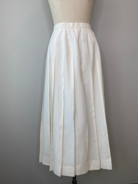 Cream Pleated Skirt Jos A Bank - image 3