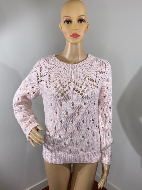 Vintage Light Pink Knit Sweater - image 1