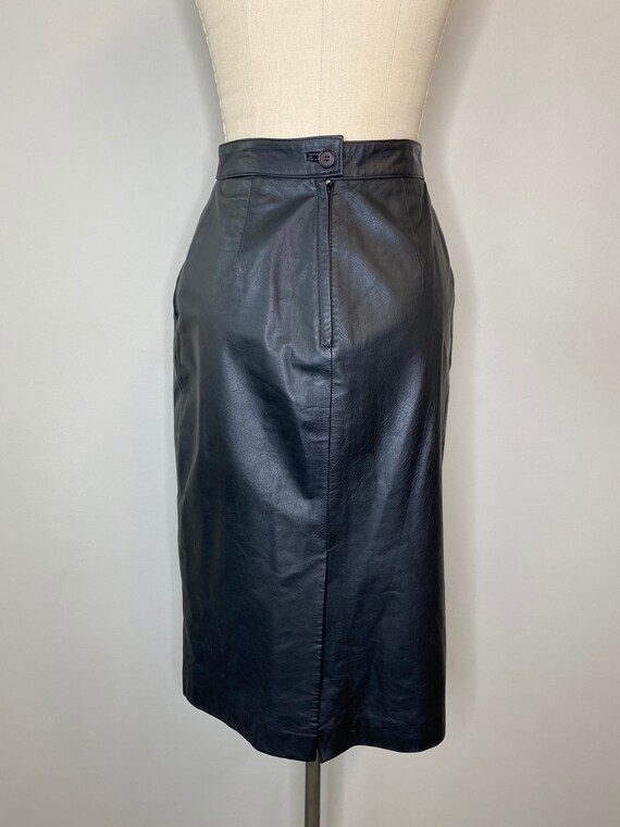 Vintage Black Leather Skirt with Slit - Gem