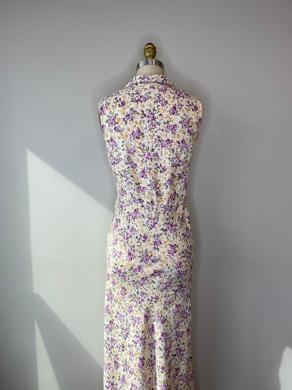 70s botanical garden long sleeveless dress - image 5