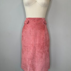 Pink Suede Pencil Skirt