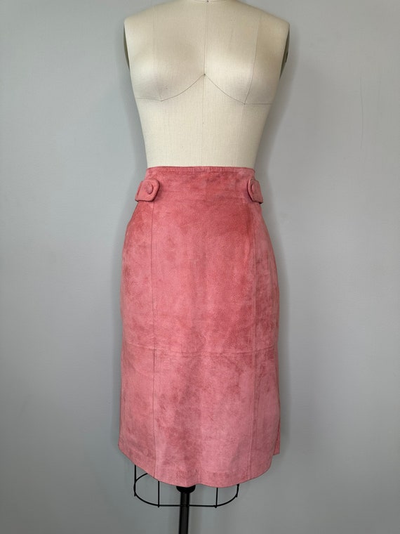 Pink Suede Pencil Skirt