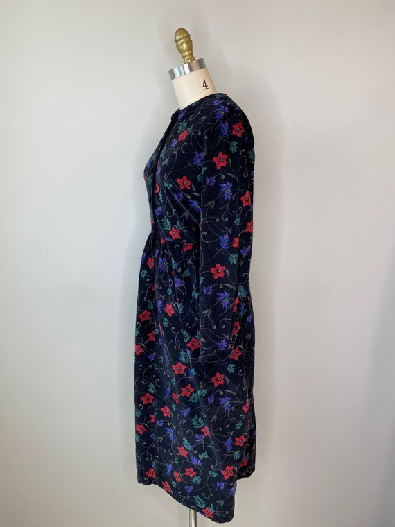 Talbots Red Floral corduroy Long Sleeve Dress - image 3