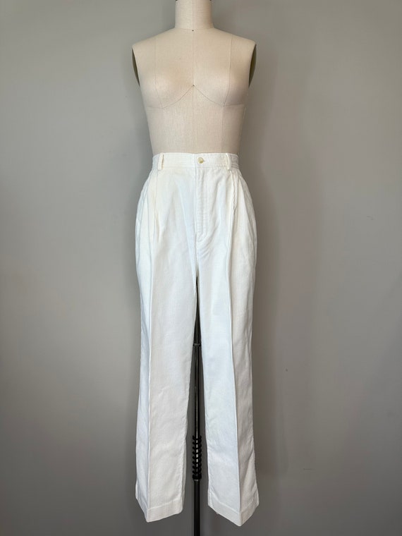 Liz Claiborne Cream Corduroy Pleated Pants