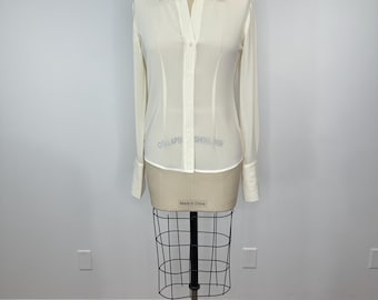 New York and Company Biege French Cuff Blouse