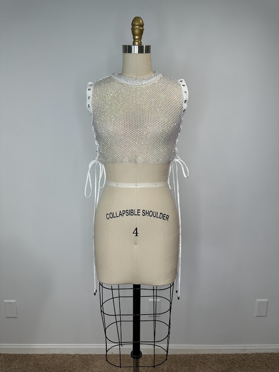 Akira Net Sequin Crop Top - image 1