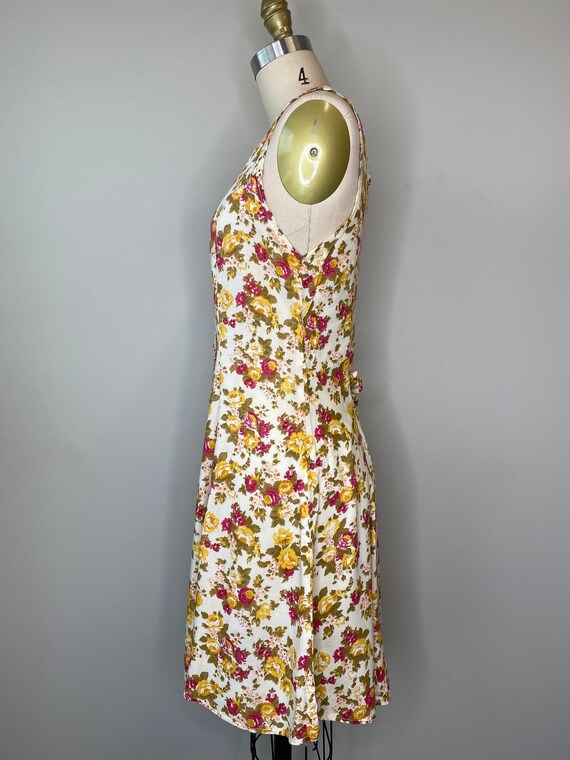 90s Short Red & Yellow Floral Short Day Dress - image 3