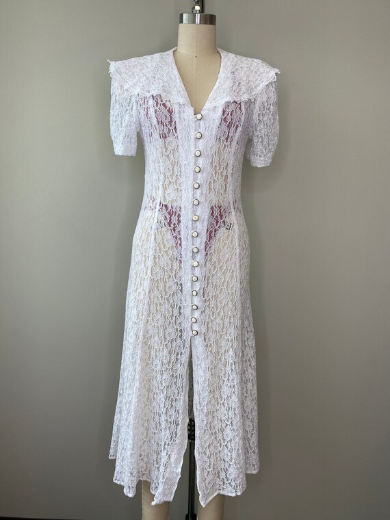 Vintage 90’s Lace Lingerie Duster - image 6