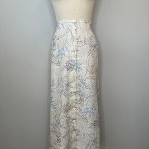 Liz Claiborne Cream Linen Pastel Floral Skirt