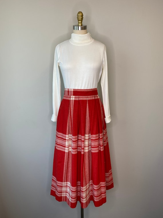 Rust & Cream Plaid Pleated Skirt
