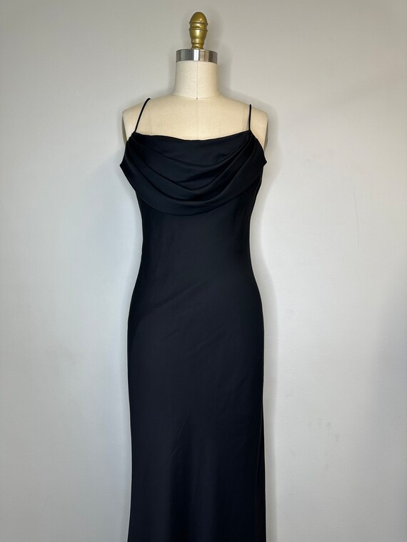 Vintage Long Evening Gown Cowl Neck Dress - image 3
