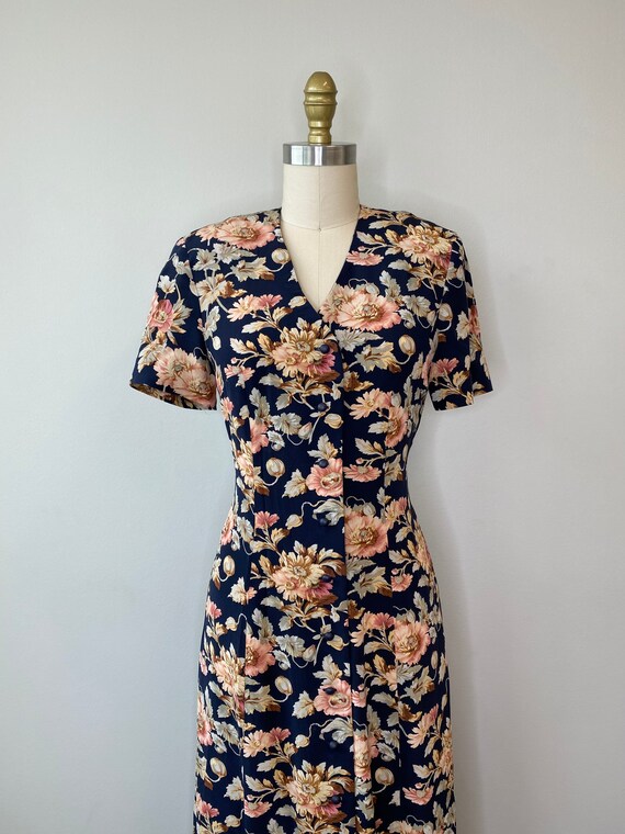 Botanical Blue Button Down Day Dress - image 2