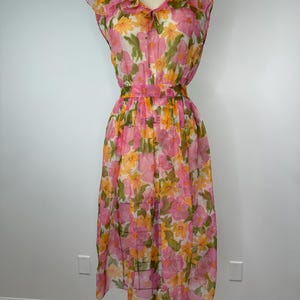 Vintage 70s Sheer Floral Dress