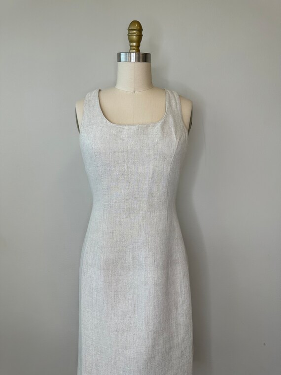 Express Linen Fitted Criss Cross Back Dress