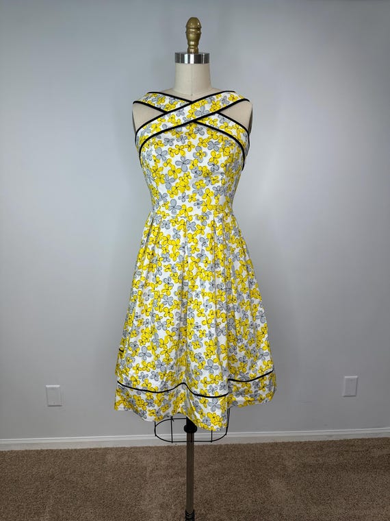 Maggy London Gray and Yellow Fit and Flare Dress - Etsy UK