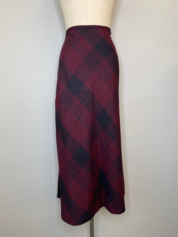 Beet Red & Black Plaid Skirt - image 2