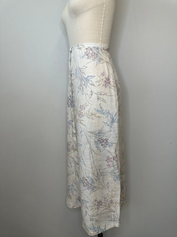 Liz Claiborne Cream Linen Pastel Floral Skirt - image 10