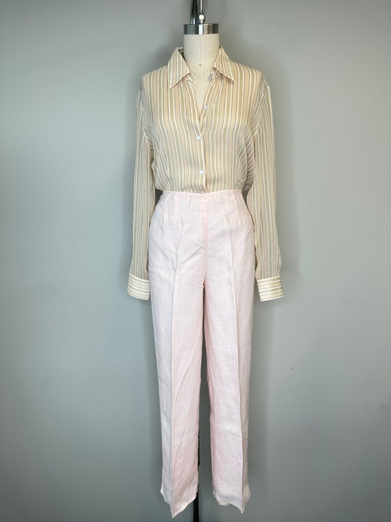 Ann Taylor Silk Dusty Pink Striped Long Sleeve Bl… - image 6