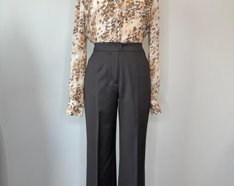 2000s “ARMANI COLLEZIONI” wide trousers Vintage GIORGIO ARMANI COLLEZIONI Black & Gray Herringbone High