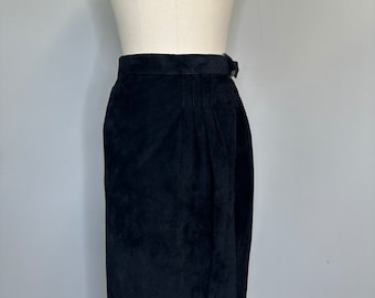 Vintage Black Leather Suede Skirt