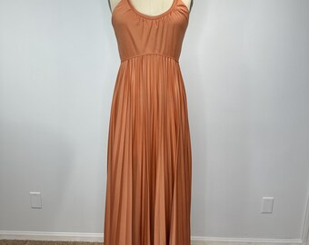Orange Pleated Dress Wide Sleeves Stand Collar Size S-M Vintage 70s - Etsy