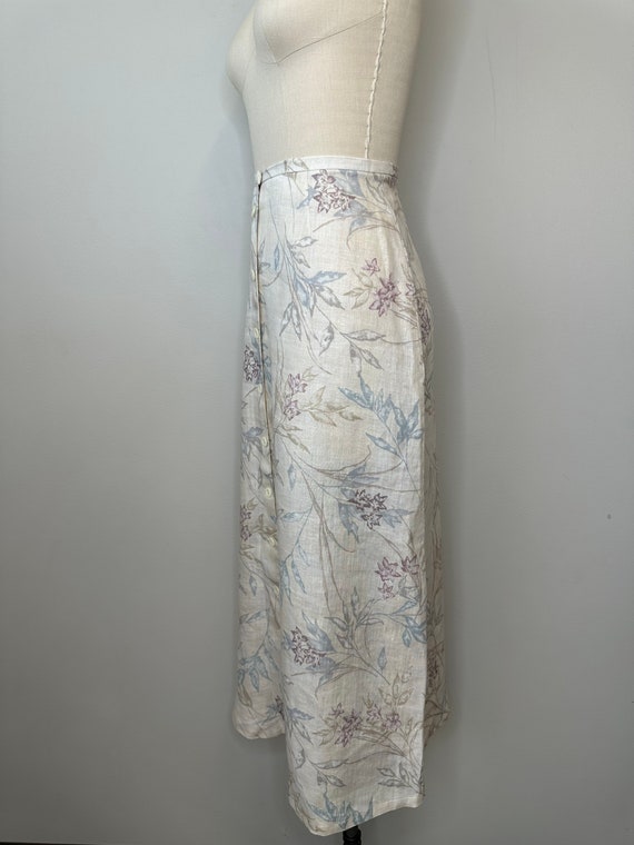 Liz Claiborne Cream Linen Pastel Floral Skirt - image 4