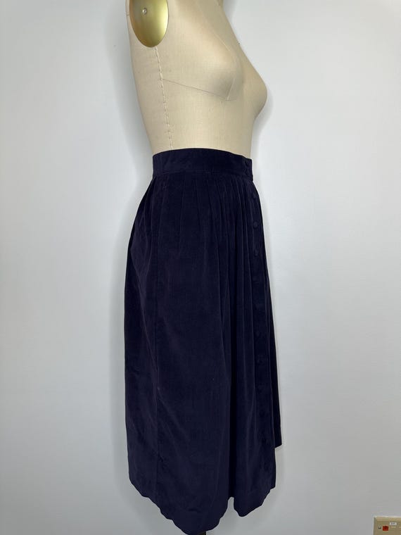 Navy Velour Button Down Round Skirt - image 3