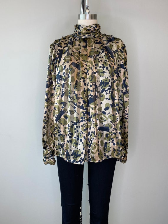 Army Green High Neck Blouse - image 3