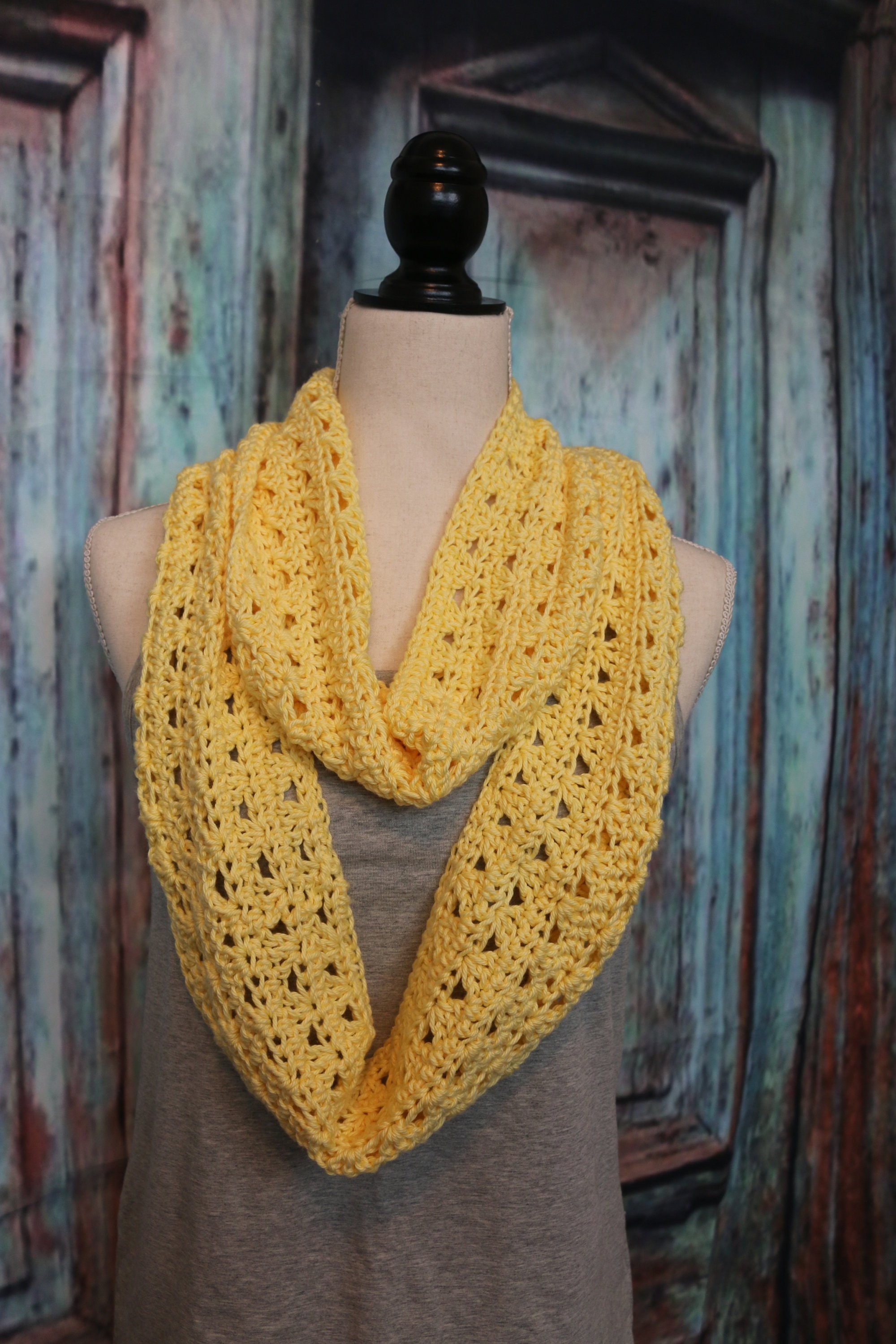 Yellow Crochet Infinity Scarf - Etsy