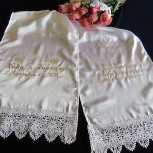 Custom Embroidered  Wedding Hand Tie-Sash-Cloth -Orthodox -Serbian Traditional Wedding Peskir– Platno za vezanje ruku na crkvenom vjencanju