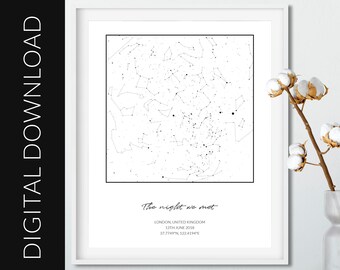 Custom Star Map, Night Sky Print, Star Map Poster, Wedding Gift, Constellation, Wedding Anniversary Gift, Personalized Gift, Engagement Gift