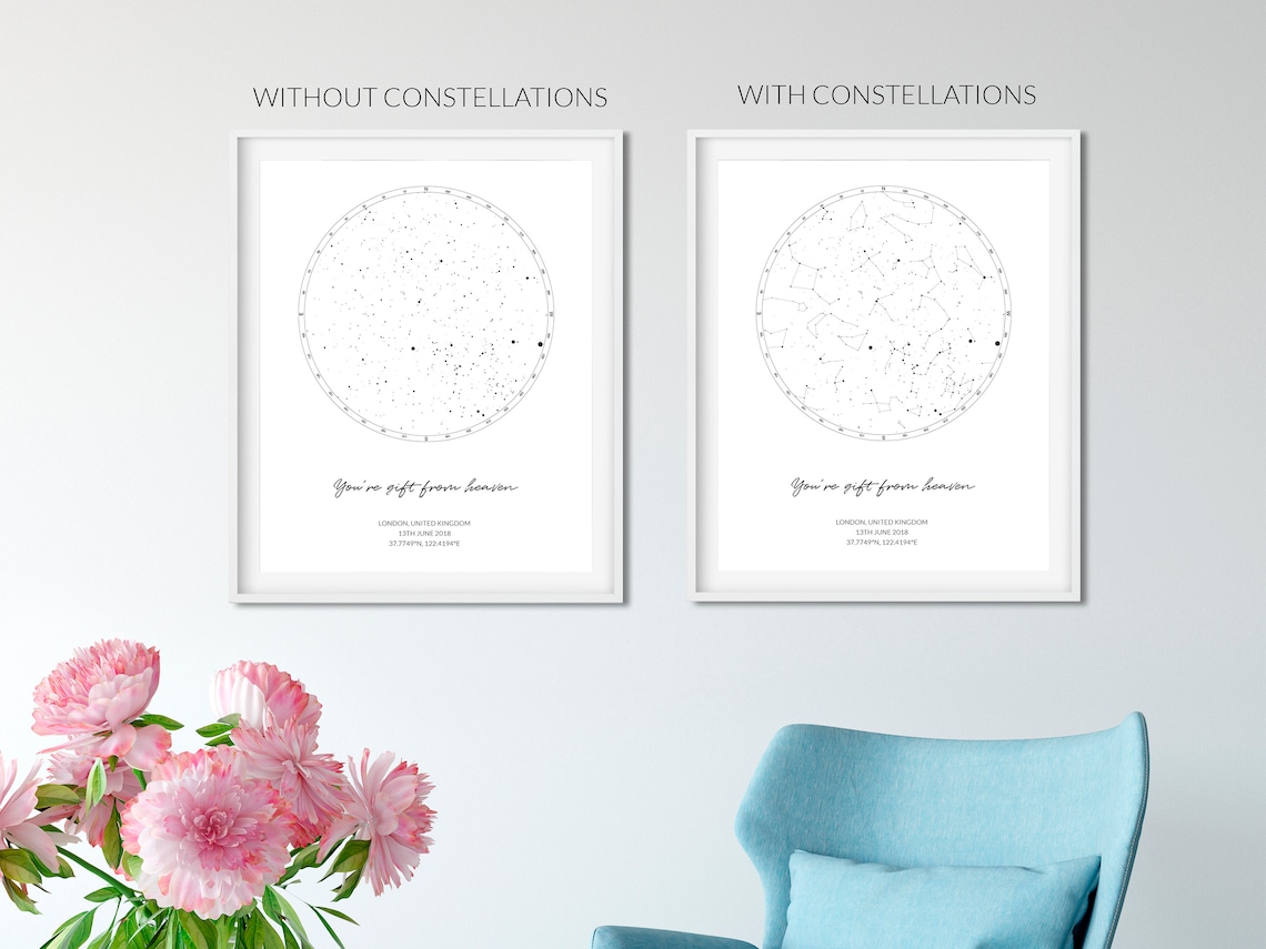 Custom Star Map Constellation Chart Map of the Night Sky | Etsy