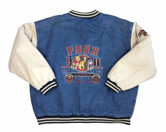 vintage winnie the pooh denim varsity jacket