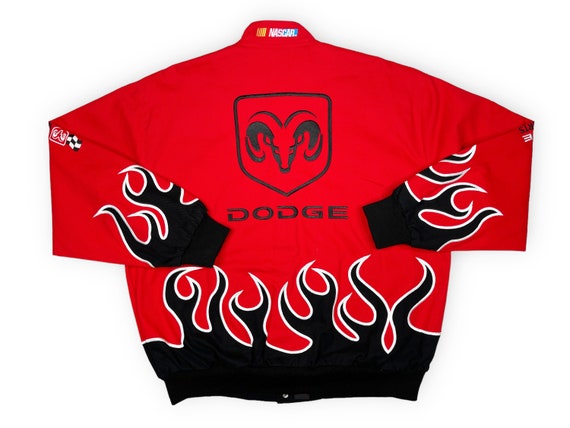 Vintage Dodge Racing Jacket 90s 00s NASCAR Bomber Motorsports Flames R2