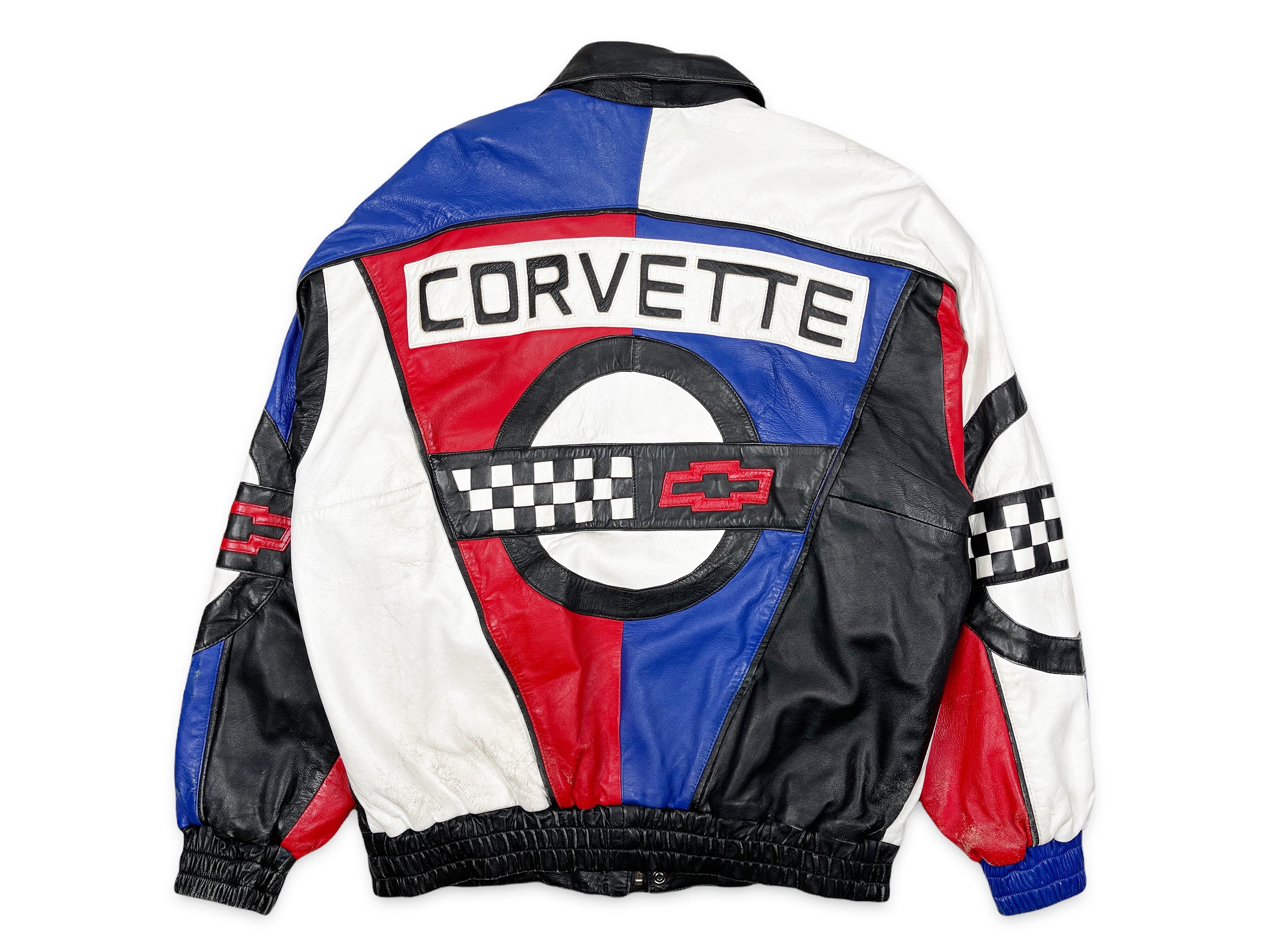 Vintage Corvette Leather Jacket 90s Racing Chevy Chevrolet FLAWED DISTRESSED R8 Etsy