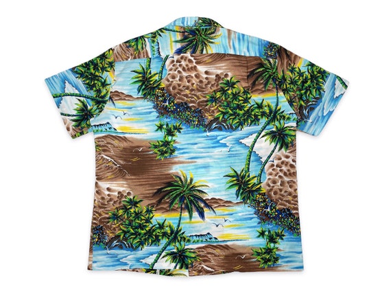 Vintage Hawaiian Shirt 80s Tropical Island Ocean … - image 2