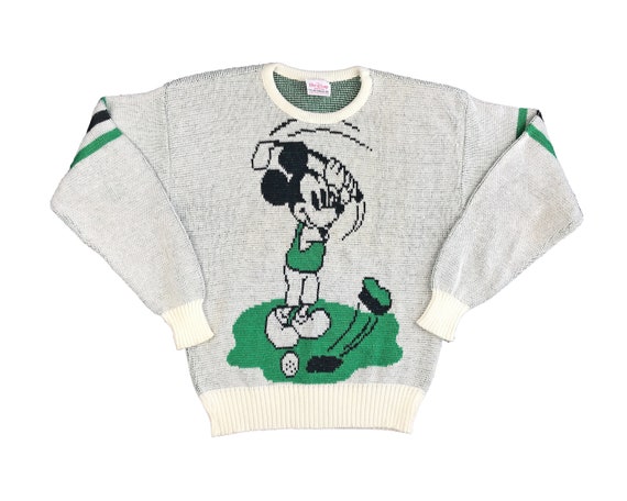 Vintage Mickey Mouse Sweater 80s Cliff Engle Golf