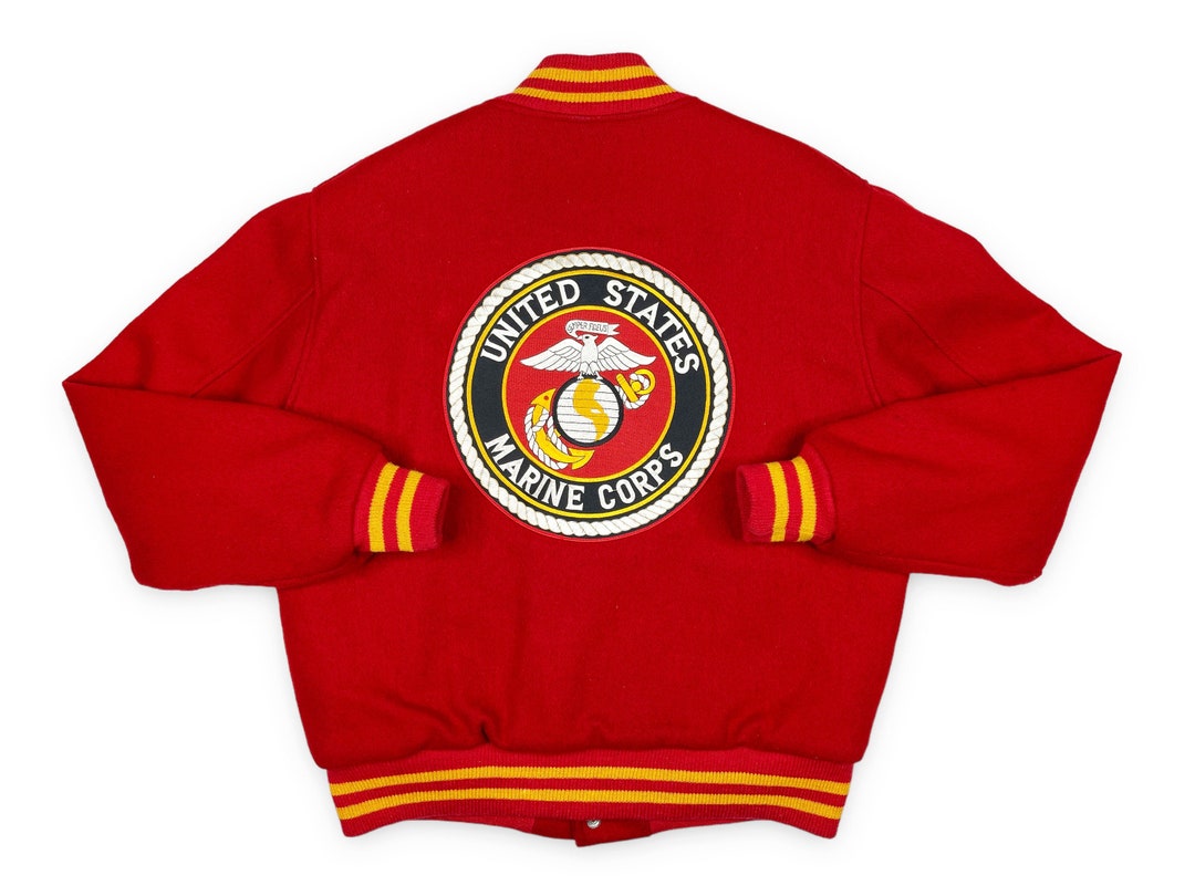 Vintage US Marine Corps Jacket 80s Varsity Bomber Wool Bulldog Etsy