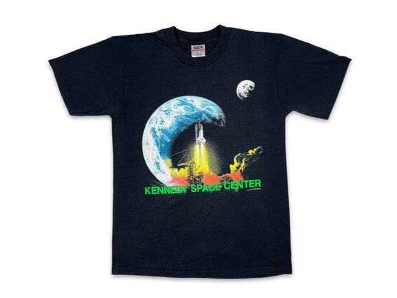 T-shirt Vintage Années 80 NASA - Kennedy Space Center Floride - Marque Trench - Taille L Homme - Occasion TB