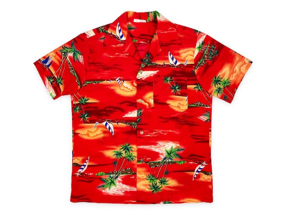 Vintage Hawaiian Shirt 70s 80s Tropical Island Al… - image 1