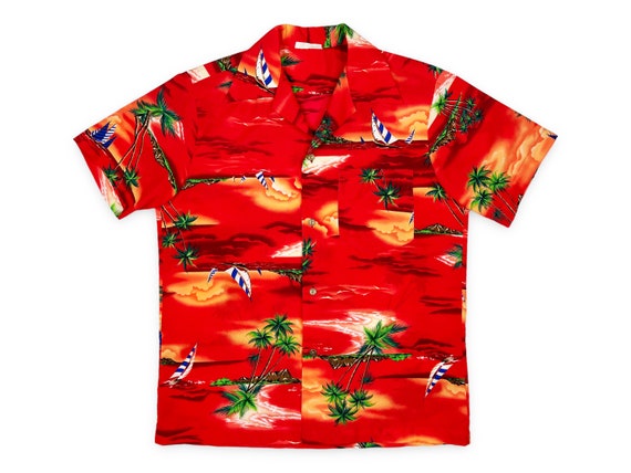 Vintage Hawaiian Shirt 70s 80s Tropical Island Al… - image 1