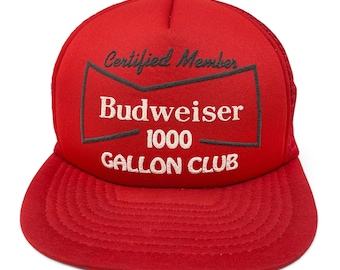 Budweiser Beer 1980s Trucker Hat Mesh Hat Vintage Snapback Hat Red