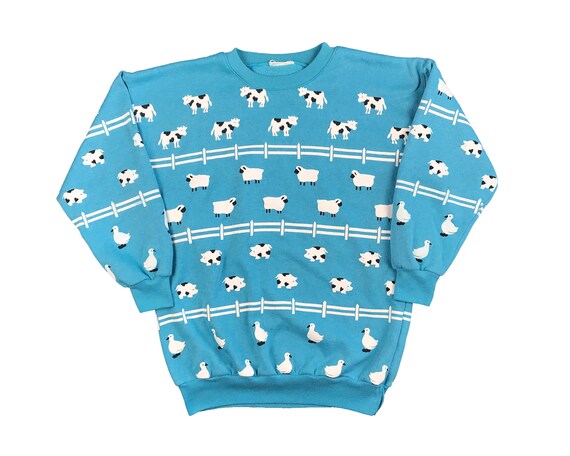 Vintage Farm Animal Crewneck Sweatshirt 90s All Ov